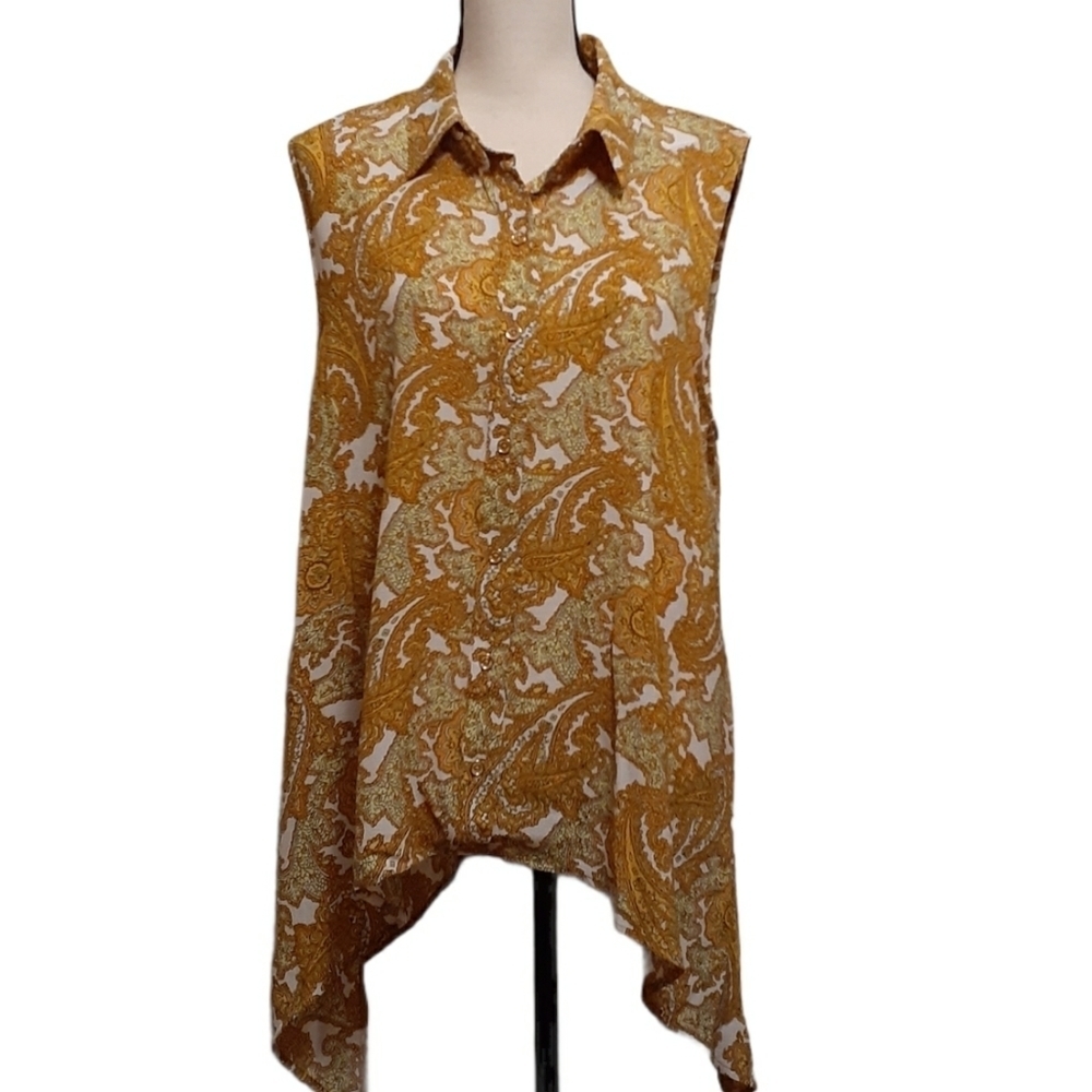 Michael Kors Saffron Sleeveless Blouse XL NWT GOLD